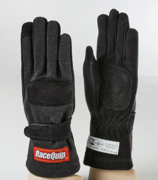 RaceQuip SFI-5 Gray/Black Small Long Angle Cut Glove